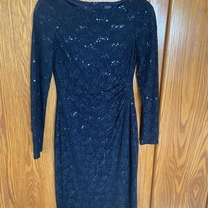 Chaps Midnight Blue Sequin Lace Dress